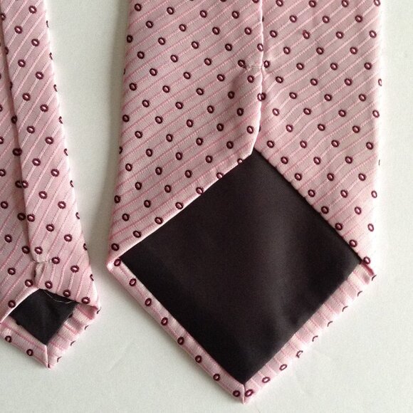 A . Mahtani Necktie Pink Red Dots Pure Silk Wedding Tie Men's Accessories - Picture 3 of 5